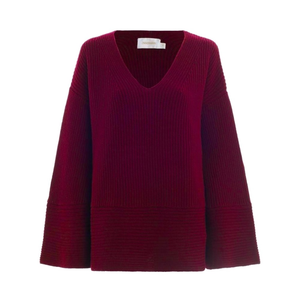 ZIMMERMANN | Burgundy Wool Cashmere Maples Slouch Sweater | Size 1